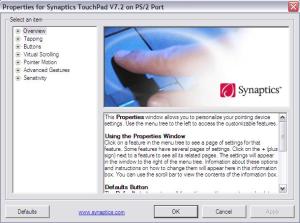 properties for synaptics touchpad